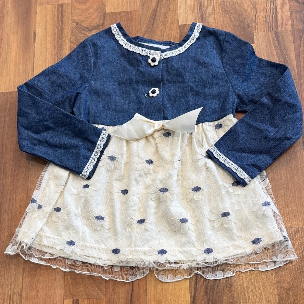 Charming Kids Denim and Lace Top 100% cotton
